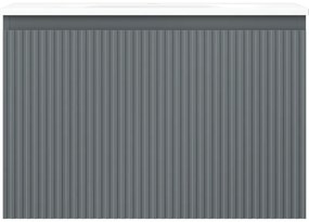 Mexen Rivel, kúpeľňová skrinka 70 cm s umývadlom Vela, 1 zásuvka, drážkovaná, grafitová matná/biela matná, 91A20-07047-1-BF66-W23M01