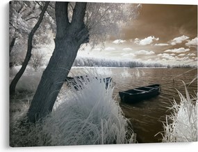 Obraz loďky na jazere (70x50 cm)