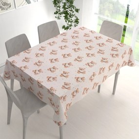 Biante Detský bavlnený obdĺžnikový obrus Sandra SA-721 Medvedíky so srdiečkami na púdrovo ružovom 120x160 cm