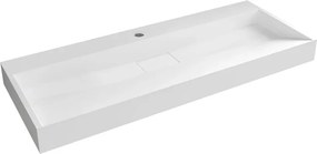 CERANO - Umývadlo z liateho mramoru Vita - nástenné aj na dosku - otvor pre batériu - biela matná - 120x46 cm, CER-CER-8050BD6941