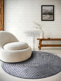 ELLE Decoration, Kusový koberec New York 106206 Antracite kruh, 200x200 (priemer) kruh, šedá, chodba / predsieň