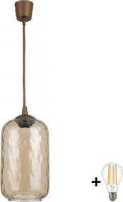 BRILAGI - LED luster na lanku R GLASS 1xE27/60W/230V priemer 14 cm hnedá/dymová hnedá