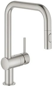 Drezová batéria GROHE MINTA s vyťahovacou spŕškou, 2 prúdy supersteel 32322DC2, 1 ks