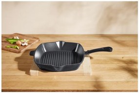 Silvercrest®  Liatinová grilovacia panvica, 24 cm, čierna + Liatinová servírovacia panvica, 2,4 l, čierna  (800011480)