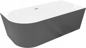 Mexen Silo Rohová Pravá Vaňa 150x75cm Biela/Sivá, Brúsený Nikel