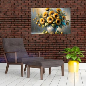 Obraz – Váza so slnečnicami (90x60 cm)