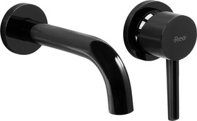 Rea Lungo, umývadlová batéria pod omietku + BOX montážny systém, čierna lesklá, REA-B4421