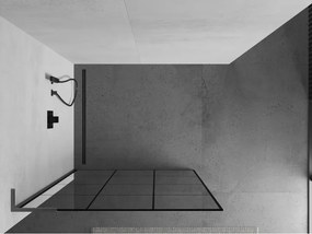 Mexen Kioto L, sprchová zástena Walk-In 100 x 200 cm, 8mm číre sklo čierny vzor, grafitový profil, 800-100-103-66-77