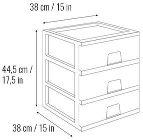 2x Zásuvkový box 44,5x38x38cm, 3 zásuvky