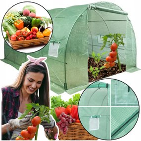 LEAN Záhradný fóliový skleník 4x2, 5x2m 10m² - zelený s rámom
