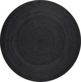 Čierny obojstranný/ručne tkaný jutový okrúhly koberec ø 140 cm Braided – Hanse Home