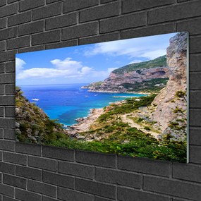Obraz na skle More pláž hory príroda 120x60 cm