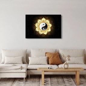 Obraz - Zlatý Yin-Yang (90x60 cm)