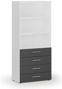 Kancelárska skriňa so zásuvkami PRIMO WHITE, 800 x 420 x 1781 mm, biela/grafit