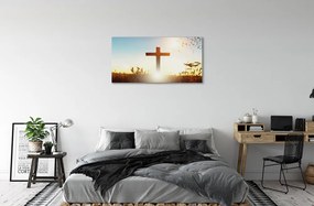 Obraz na plátne Kríž pole Slnka 125x50 cm