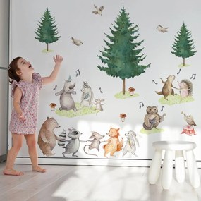 Gario Detská nálepka na stenu Forest team - hudba a tanec zvieratiek