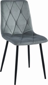 AKCIA Sivá zamatová jedálenská stolička LIBRA s čiernymi nohami II. akosť