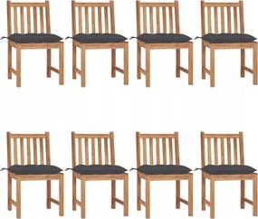 vidaXL Záhradné stoličky 8 ks s podložkami tíkový masív