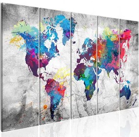 Obraz - World Map: Spilt Paint Veľkosť: 200x80, Verzia: Premium Print