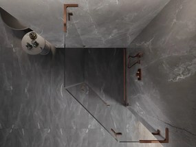 Mexen Lunar, L päťuholníkový sprchový kút s pravým sklonom 90 x 100 cm, 8mm číre sklo, profil ružové zlato, 831L-090P-100L-60-00-P