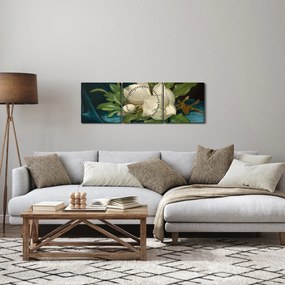 Obraz - Martin Johnson Heade, Giant Magnolias on a Blue Velvet Cloth, reprodukcia (s hodinami) (90x30 cm)