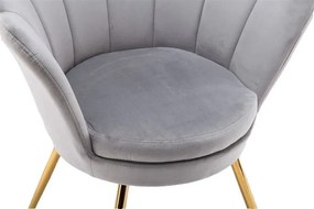 LuxuryForm DESIGN Kreslo FREY VELUR so zlatými nohami - svetlo šedé