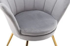 LuxuryForm DESIGN Kreslo FREY VELUR so zlatými nohami - svetlo šedé