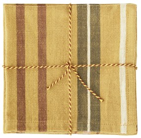 MADAM STOLTZ Bavlnený obrúsok Mustard Stripes – set 4 ks