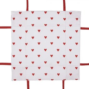 Bielo-červený károvaný košík na pečivo so srdiečkami Love It - 35*35*8 cm