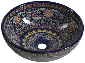 Sapho Sapho, PRIORI keramické umývadlo, priemer 41 cm, 15 cm, fialová s ornamentami, PI022