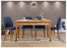 Jedálenský set Bimuvo 5 (borovica atlantická + námornícka modrá) (pre 4 osoby). Akcia -18%. Vlastná spoľahlivá doprava až k Vám domov. 1095061