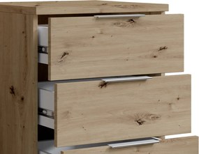 Nočný stolík/skrinka so 4 zásuvkami Smilla, výška 79 cm, dub artisan