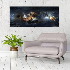 Obraz - Vesmír s hmlovinou (120x50 cm)