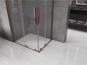 Mexen Velar L Duo, sprchový kút s posuvnými dverami 90 x 80 cm, 8mm číre sklo, ružové zlato, 871-090-080-02-03-60