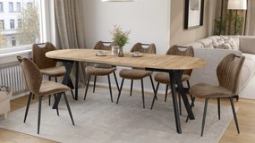 Mazzoni ALMO Dub Craft zlatý / čierne nohy - OVÁLNY ROZKLADACÍ STÔL 120-220 cm PRE 10-12 OSÔB