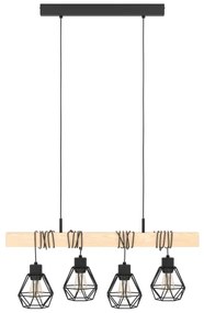 Eglo 44075 - Závesné svietidlo TOWNSHEND na lane 4xE27/60W/230V