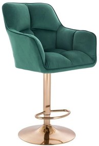 LuxuryForm DESIGN Barová stolička AMALFI VELUR na zlatom tanieri - zelená