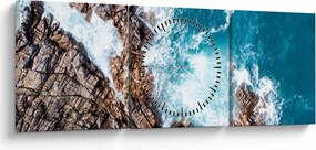 Obraz skál a mora (s hodinami) (90x30 cm)