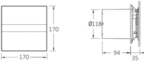 Cata Cata, E-120 GBTH kúpeľňový ventilátor axiálny s automatom, 6W/11W, potrubie 120 mm, čierna, 00901602