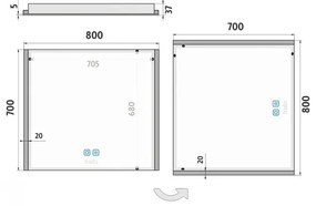 NIMCO ZP 11003VX - LED Kúpeľňové podsvietené zrkadlo 3000-6500K 70x80 cm IP44