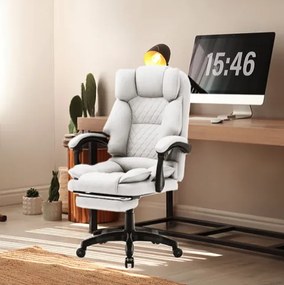 Ergonomická kancelárska stolička HC-1031 s podnožkou - sivá