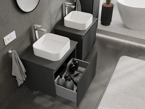 Mexen Rivel, kúpeľňová skrinka 60 cm, 1 zásuvka, drážkovaná, grafitová matná, 91A20-06047-1-BF66