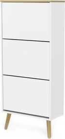 Biela skrinka na topánky s detailmi v dekore dubového dreva s 3 výkopy Tenzo Dot