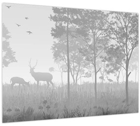 Obraz - Lúka s jeleňami (70x50 cm)