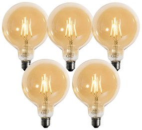 Sada 5 stmievateľných LED žiaroviek E27 zlatá G125 4,9W 450 lm 2200K