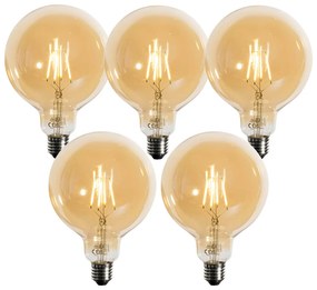 Sada 5 stmievateľných LED žiaroviek E27 zlatých G125 4.9W 450 lm 2200K