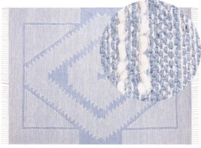 Bavlnený koberec 160 x 230 cm modrá/biela ANSAR Beliani