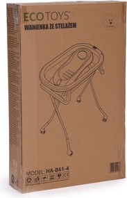 ECOTOYS Skladacia detská vaňa na stojane s odtokom, LCD teplomer, protišmyková