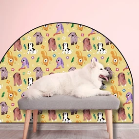 PIPPER. Ochranná textilná nálepka na stenu - Oblúk - Farebné psy Veľkosť: 120x96cm, Motív: bez mena