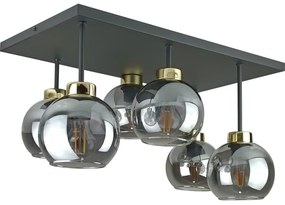 Prisadený luster NESSA 6xE27/60W/230V čierna/zlatá/dymová čierna